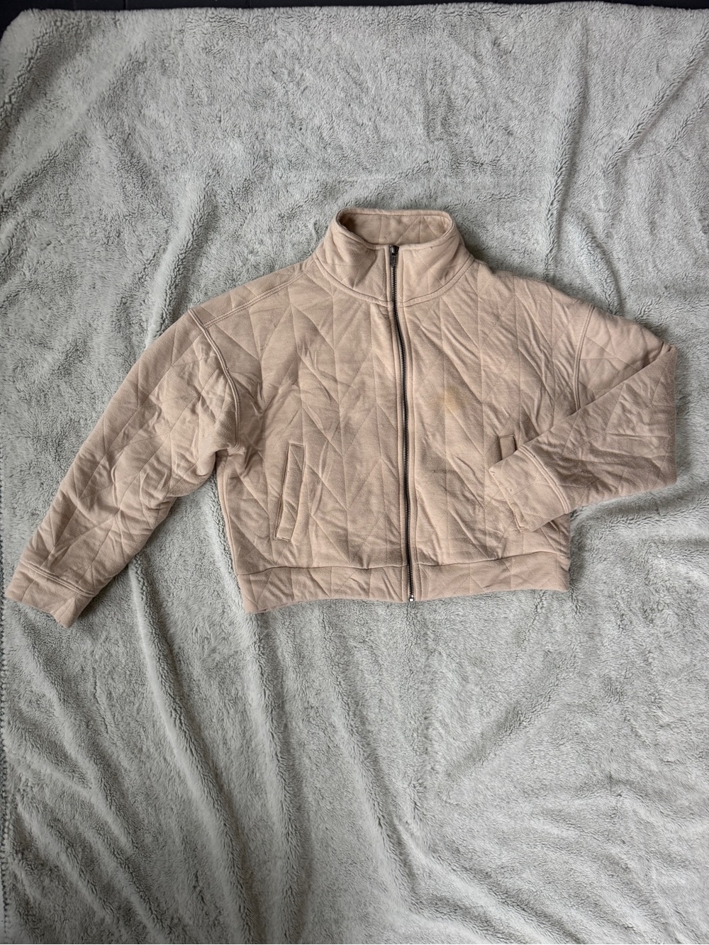 Olive & Oak Cropped Quilted Zip Jacket - Tan